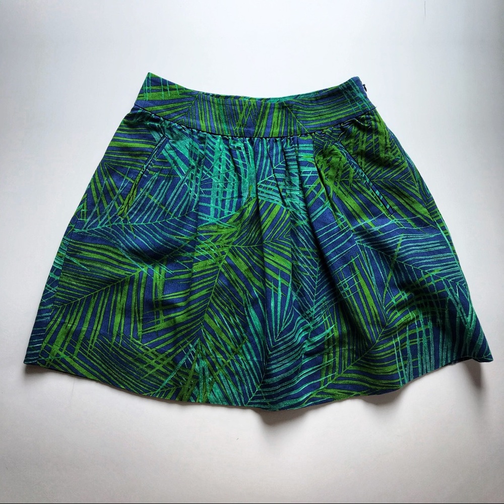 Banana Republic linen blend skirt, palm print, 0P